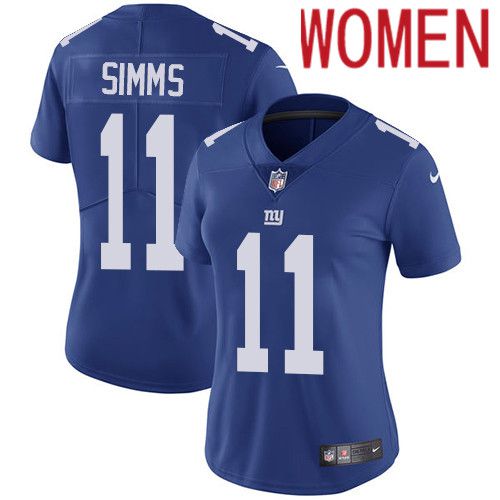 Women New York Giants 11 Phil Simms Nike Blue Vapor Limited NFL Jersey
